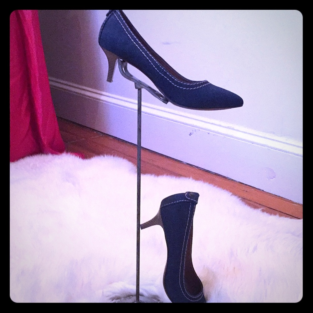 Calvin Klein denim kitten heels